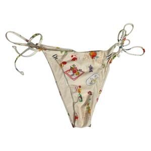 Karolina Kling x NA-KD NWT Printed Bikini Bottom Picnic Print Cream S $30